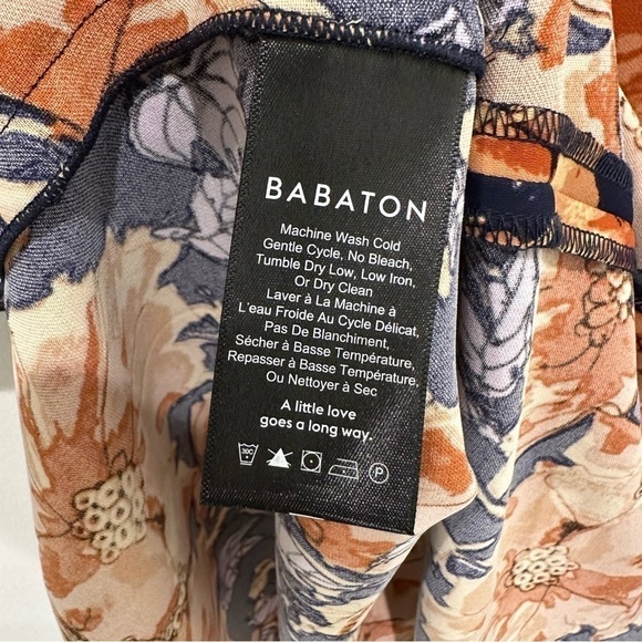 Aritzia Babaton Orange and Purple Floral Sleeveless Blouse - Picture 8 of 8